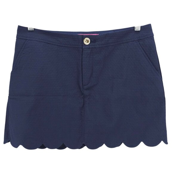 NWOT LILLY PULITZER Colette Skort True Navy Blue Scalloped Textured Lined Size 4 - Picture 1 of 6